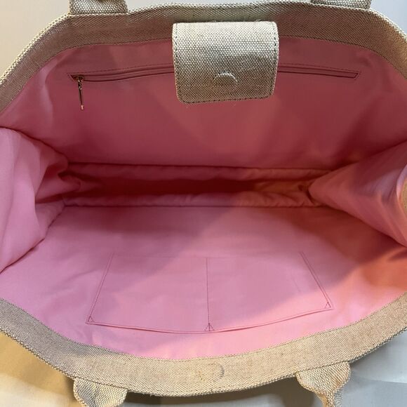 Talbots Large Canvas Tote Bag Summer Beach Vacation Tufted 3D Print  Fun Chic - Picture 7 of 8